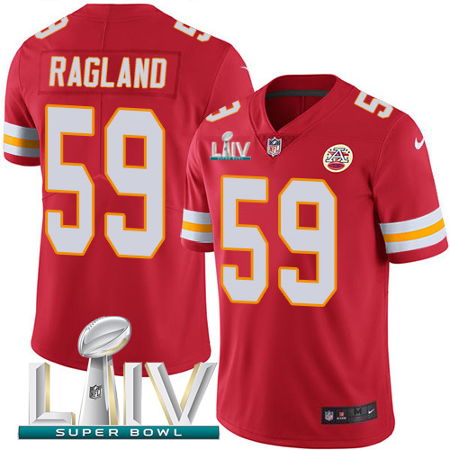 Kansas City Chiefs Nike #59 Reggie Ragland Red Super Bowl LIV 2020 Team Color Youth Stitched NFL Vapor Untouchable Limited Jersey